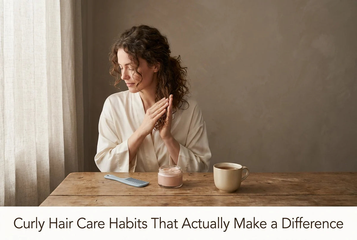 Professional header image for list-based article: Curly Hair Care Habits That Actually Make a Difference