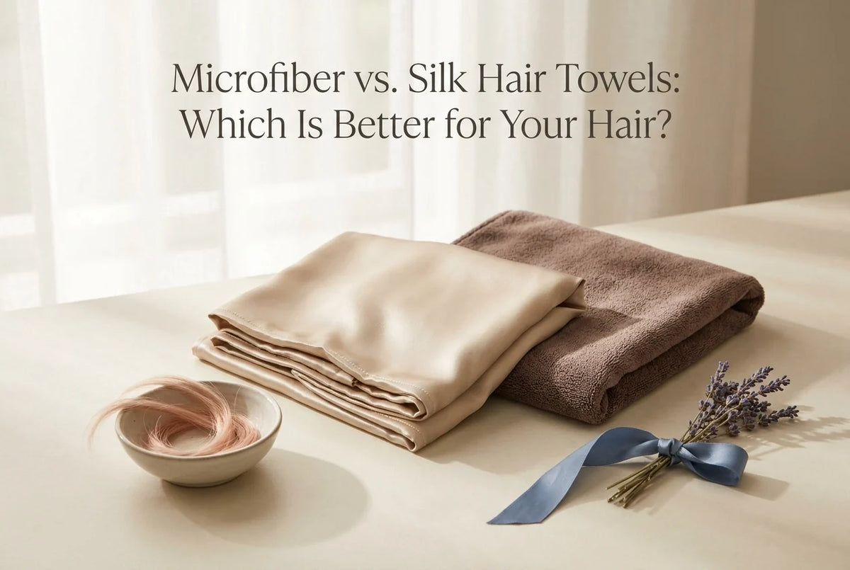 Professional header image for comparison analysis: Microfiber vs. Silk Hair Towels: Which Is Better for Your...