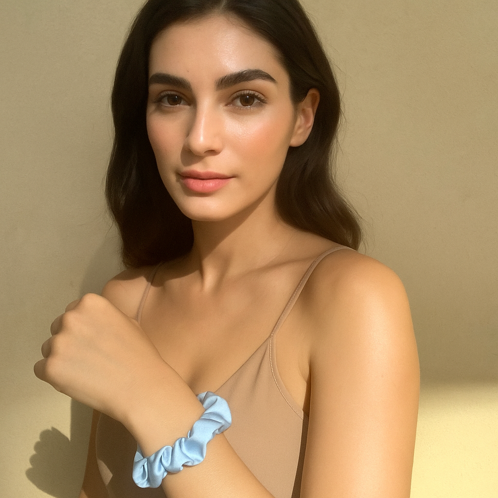 Pure Silk Scrunchie - Celeste
